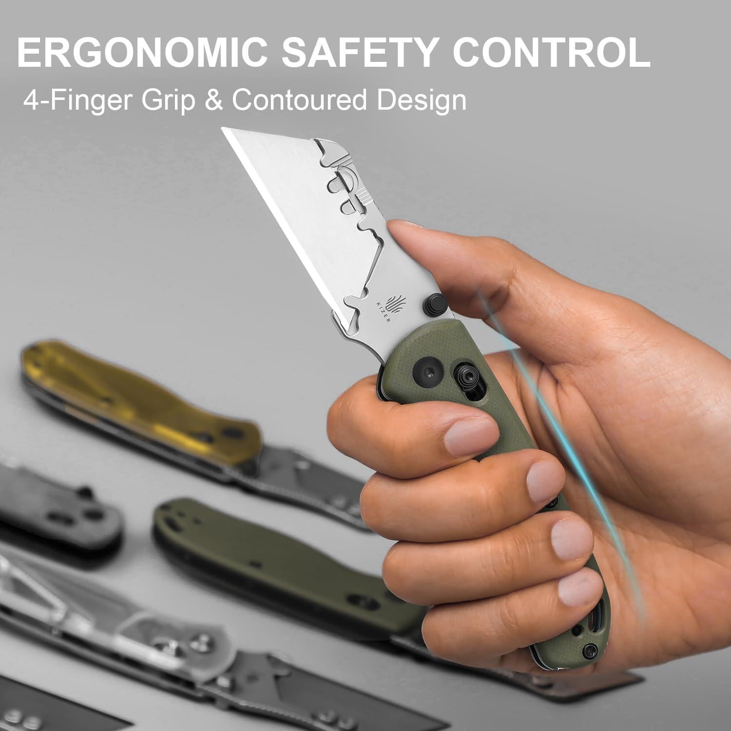 Cuchillo Utility Plegable Kizer Drop Bear G10 Verde 17cm