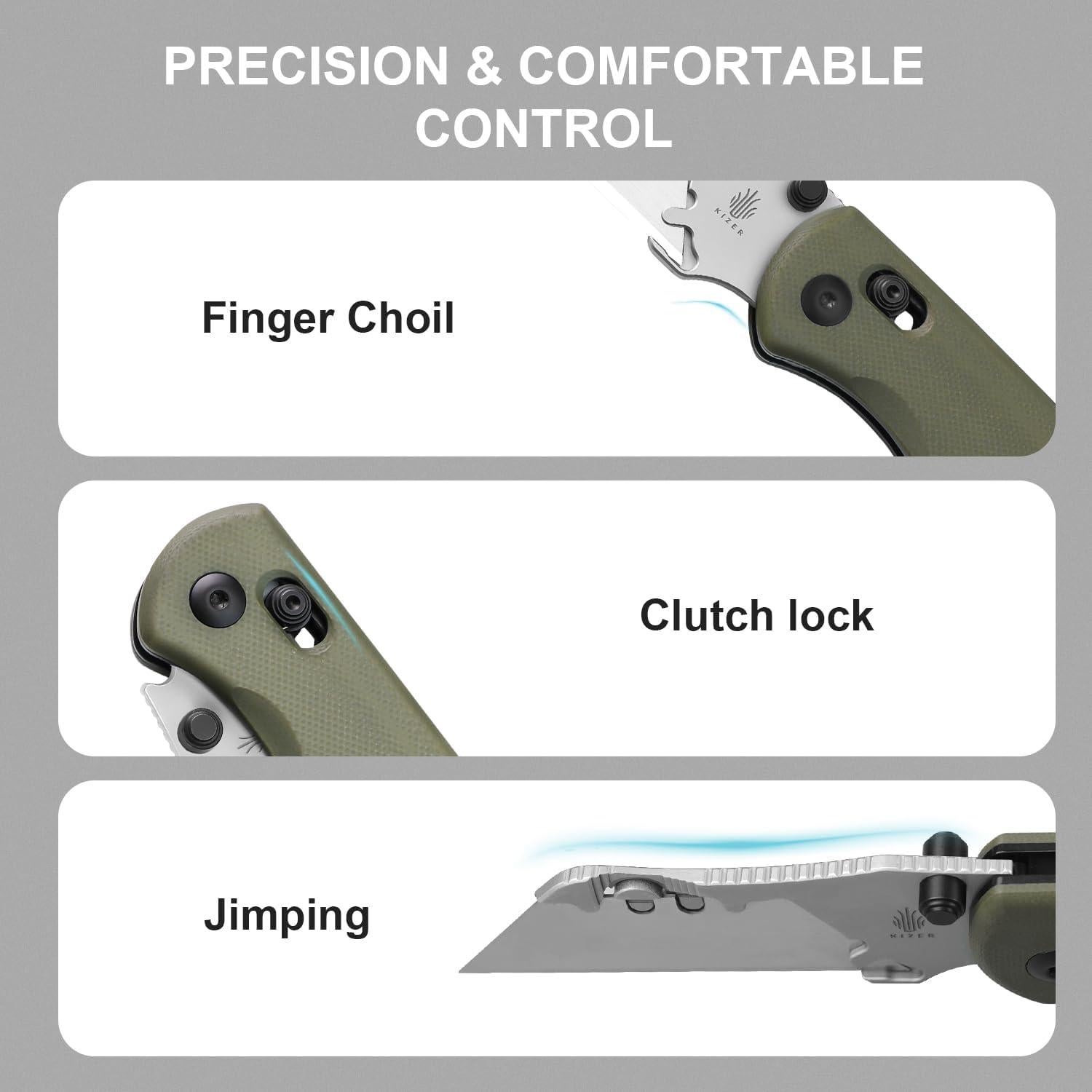 Cuchillo Utility Plegable Kizer Drop Bear G10 Verde 17cm