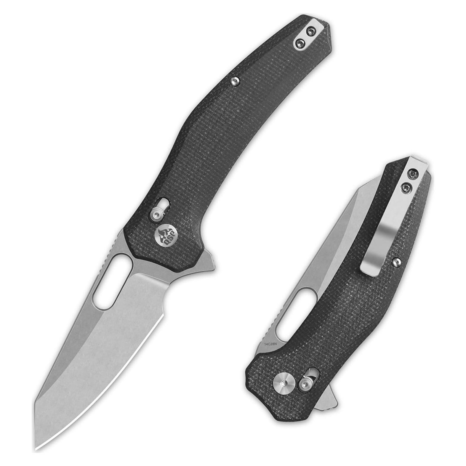 Cuchillo de bolsillo QSP Emu, hoja 14C28N 8.26 cm, plegable