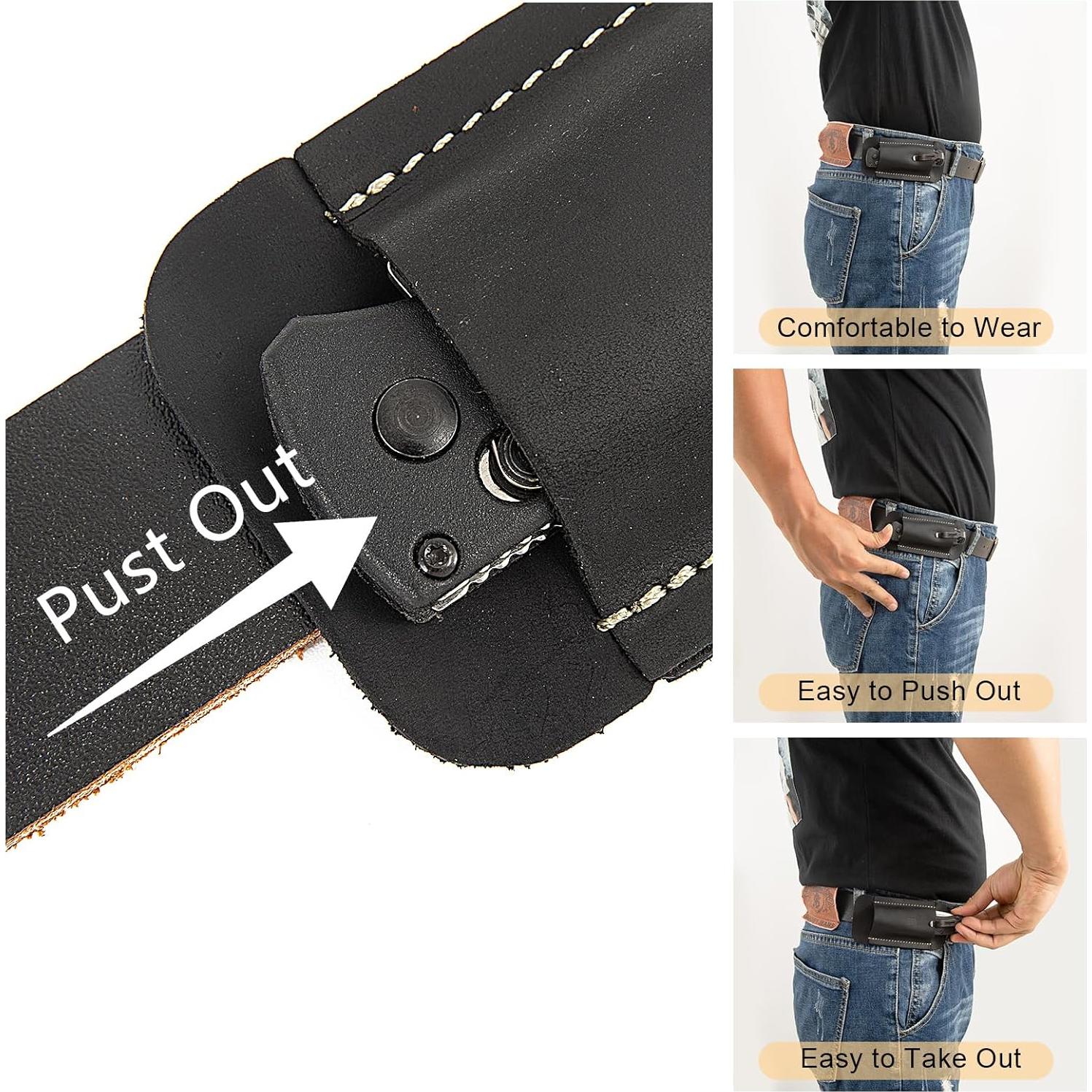 Funda de Cuchillo de Cuero Qchengsan para Cinturón Compacta