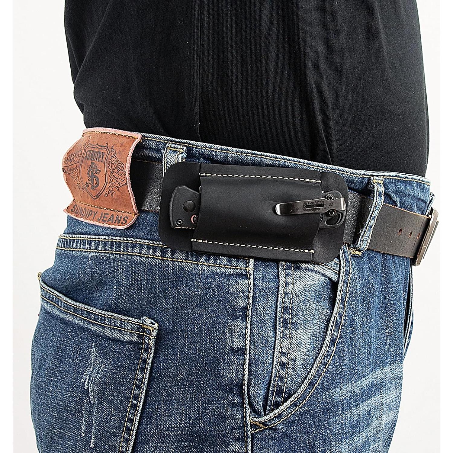 Funda de Cuchillo de Cuero Qchengsan para Cinturón Compacta