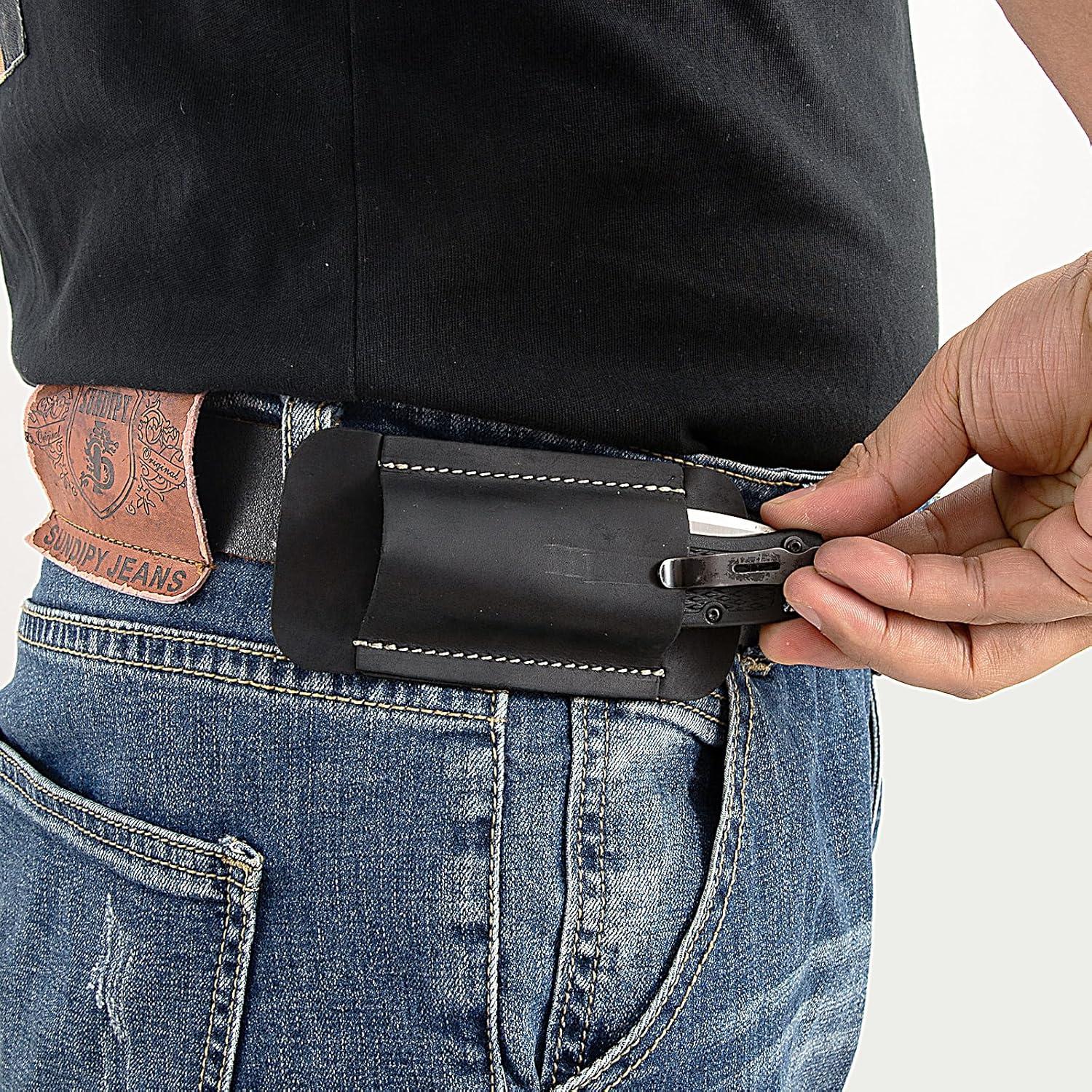 Funda de Cuchillo de Cuero Qchengsan para Cinturón Compacta