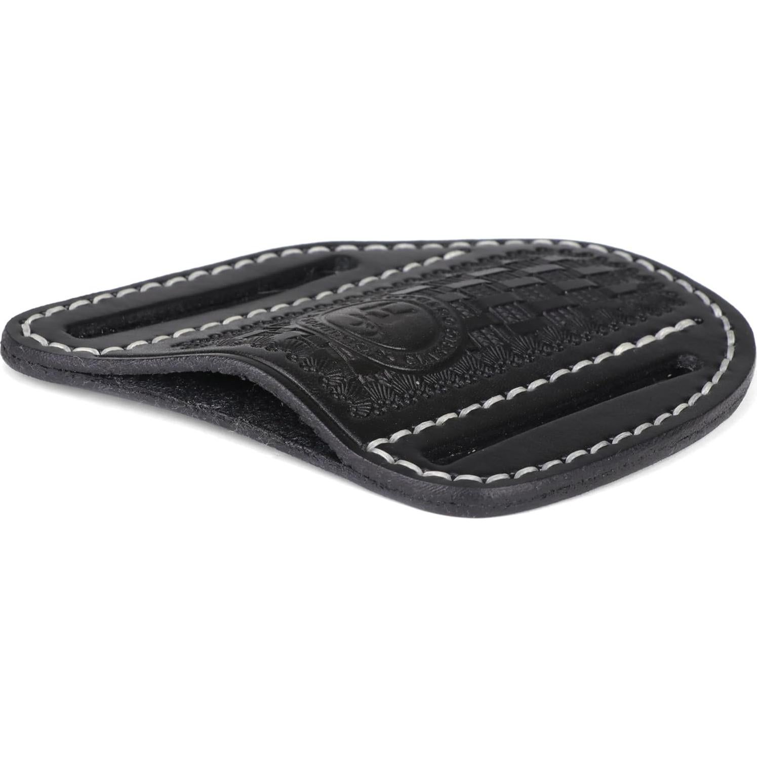 Funda de cuchillo plegable Tourbon de cuero negro EDC 11.43x8.89cm