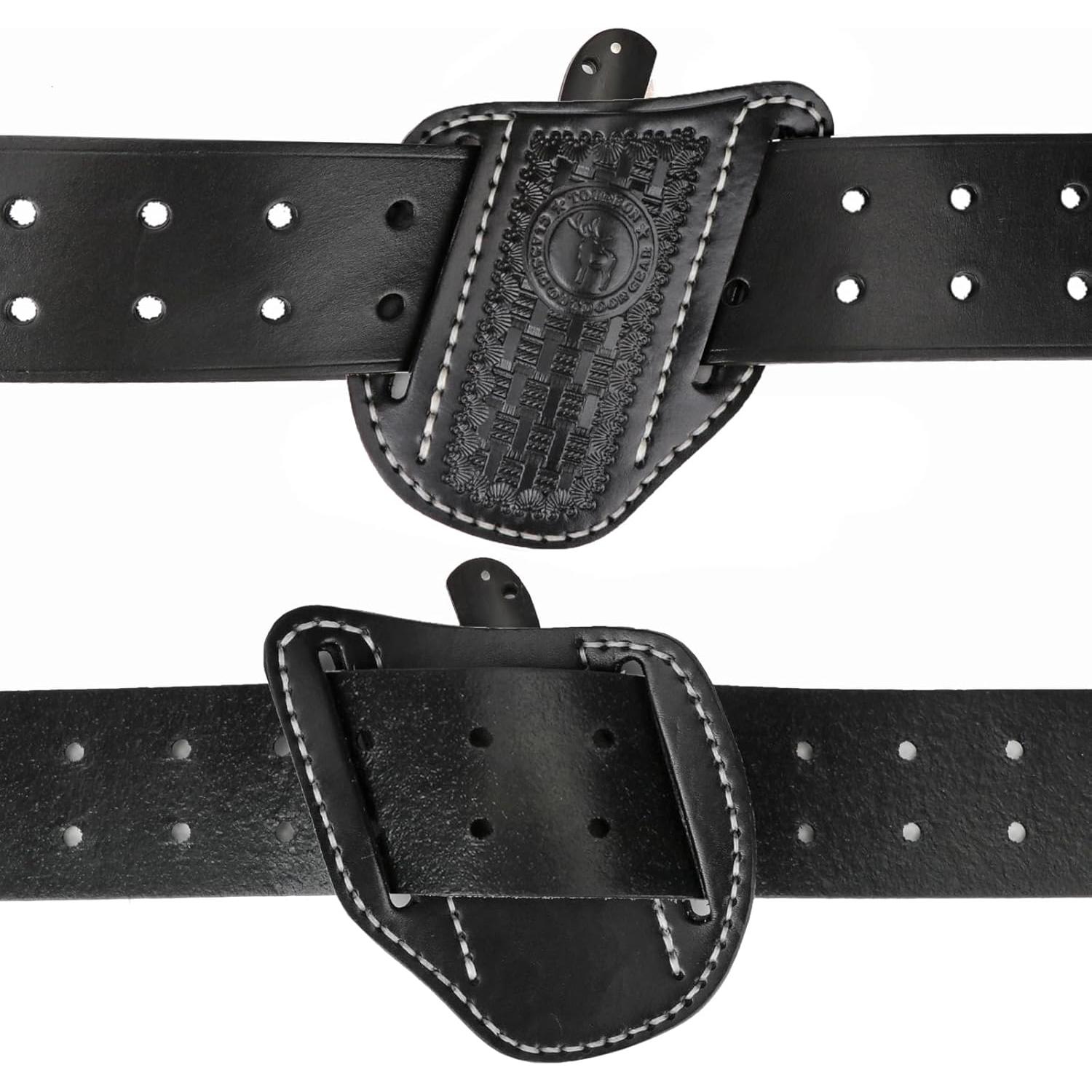 Funda de cuchillo plegable Tourbon de cuero negro EDC 11.43x8.89cm