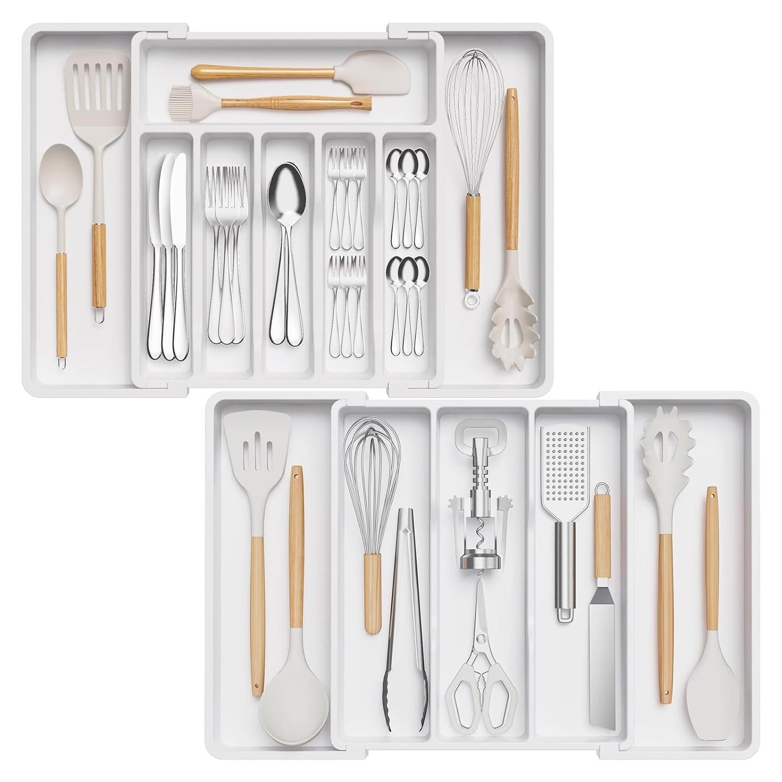 Organizador de Cubiertos Lifewit Expandible 2 Piezas Blanco