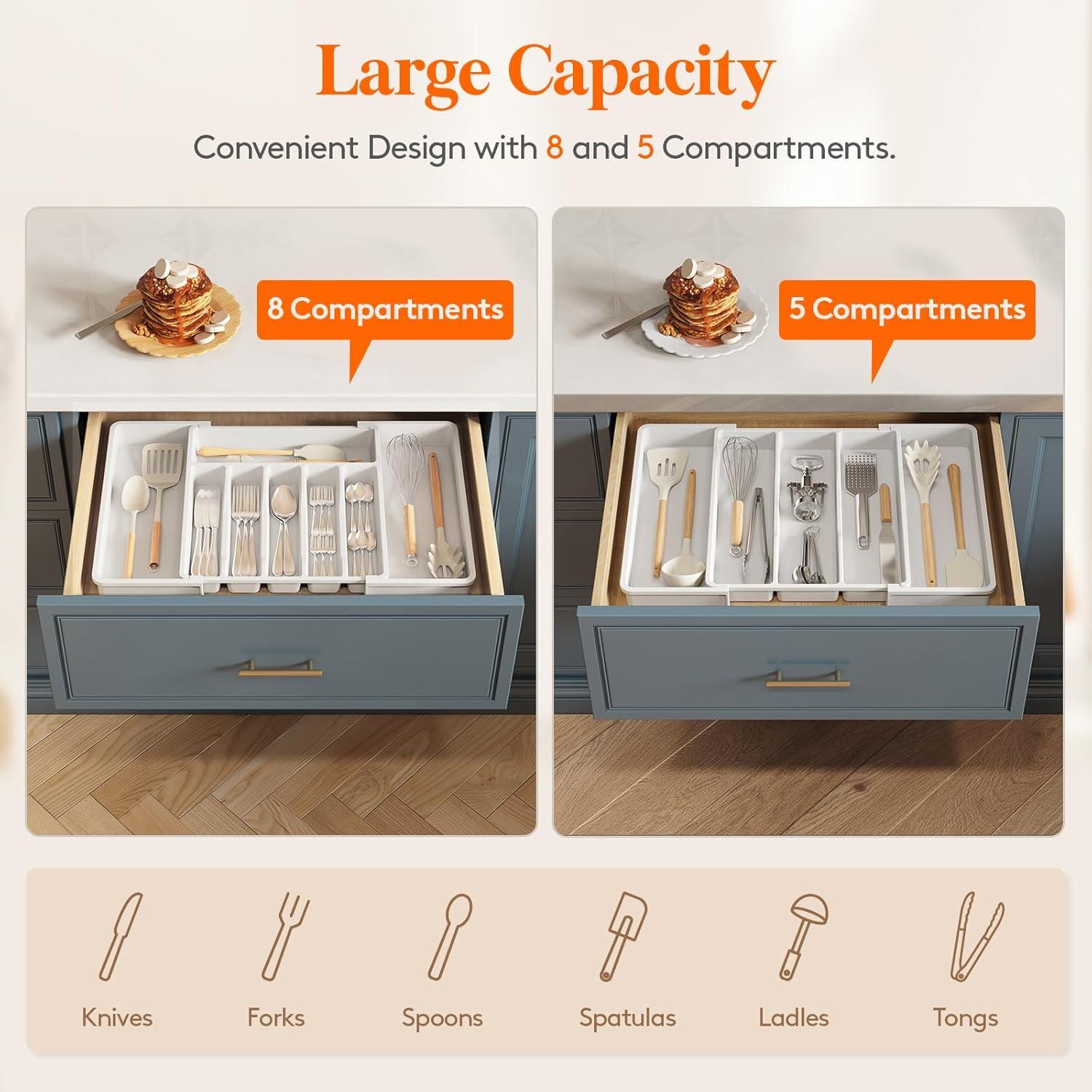 Organizador de Cubiertos Lifewit Expandible 2 Piezas Blanco