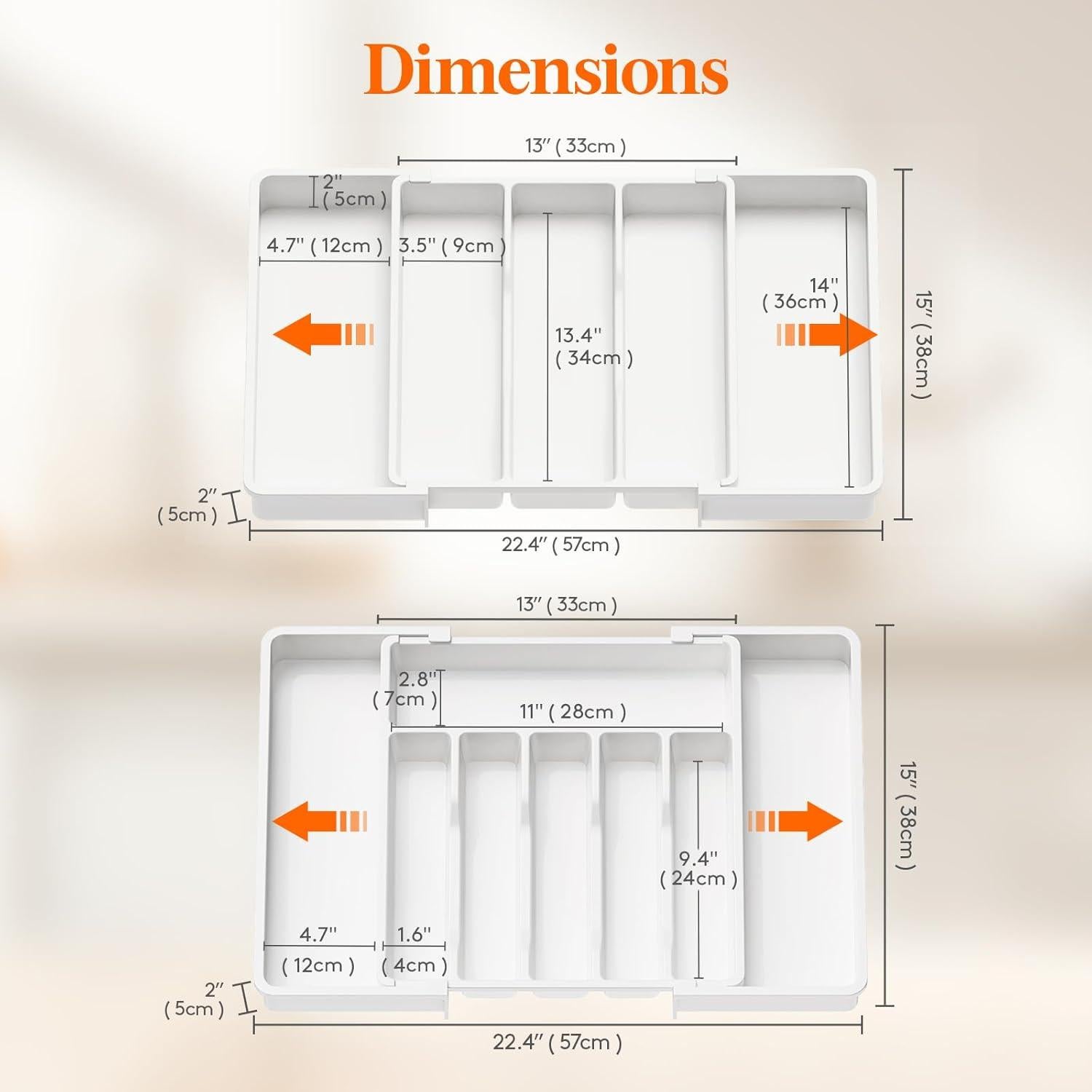 Organizador de Cubiertos Lifewit Expandible 2 Piezas Blanco