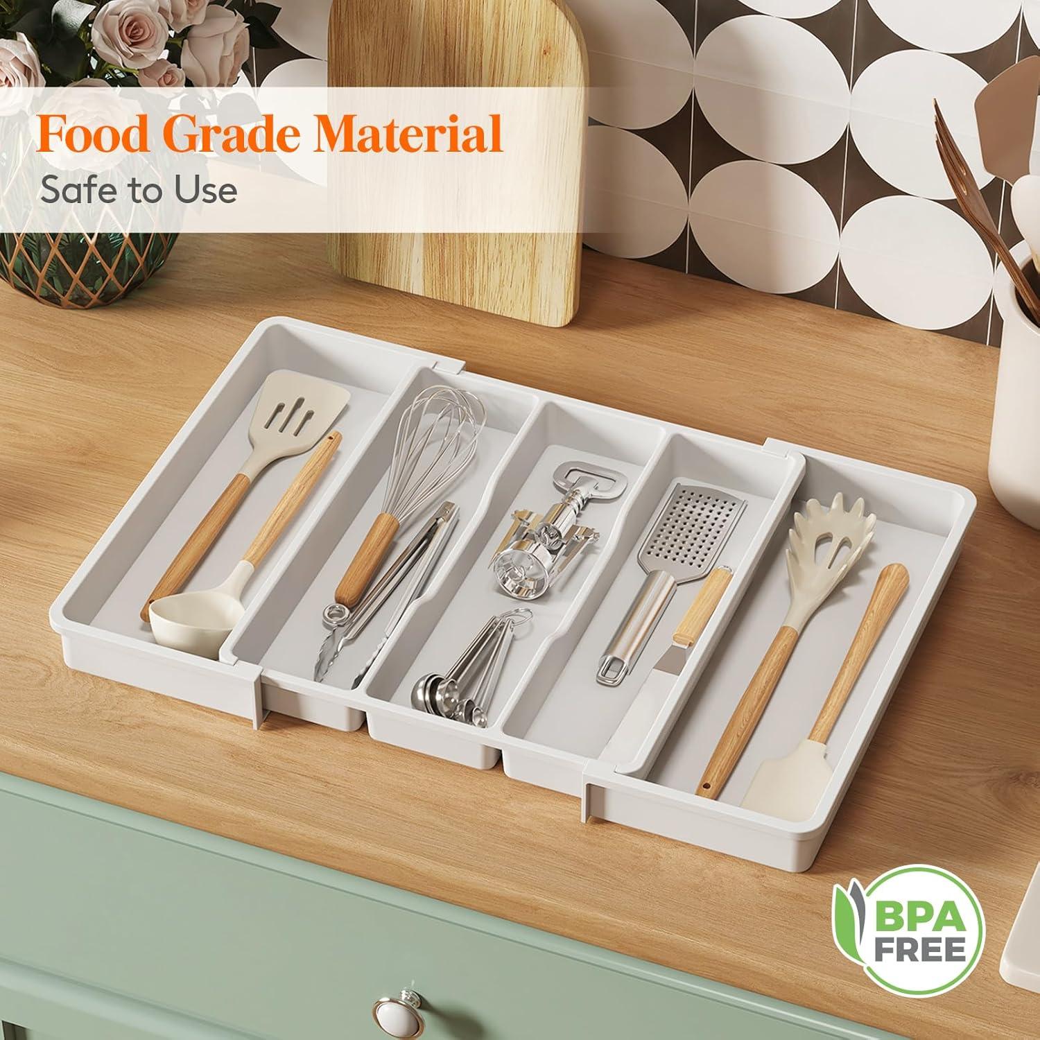 Organizador de Cubiertos Lifewit Expandible 2 Piezas Blanco