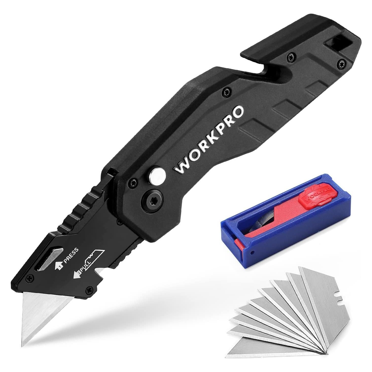 Cuchillo Utility Plegable WORKPRO con 10 Cuchillas SK5