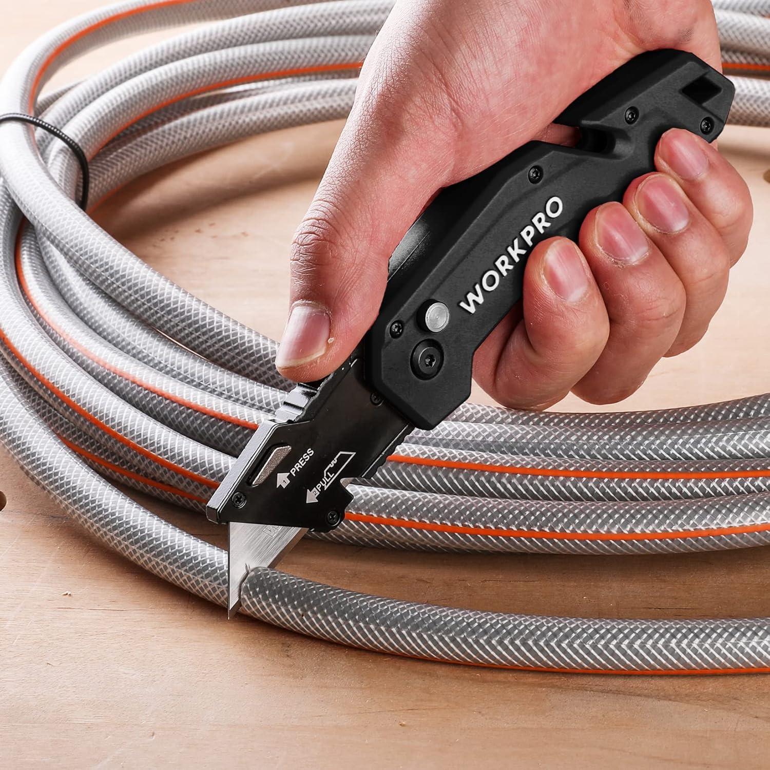 Cuchillo Utility Plegable WORKPRO con 10 Cuchillas SK5