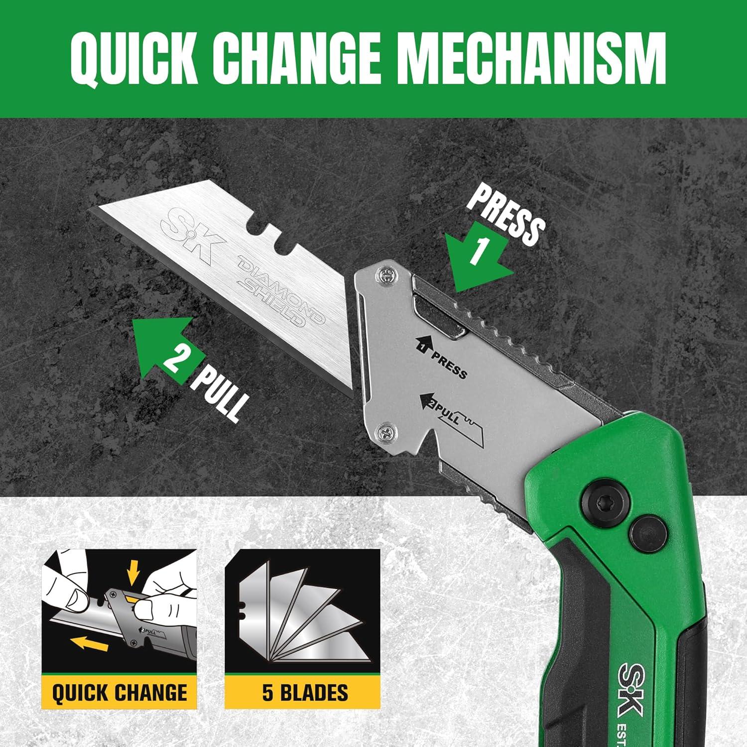 Cuchillo Utility Plegable SK con Cortador de Alambre y 4 Cuchillas