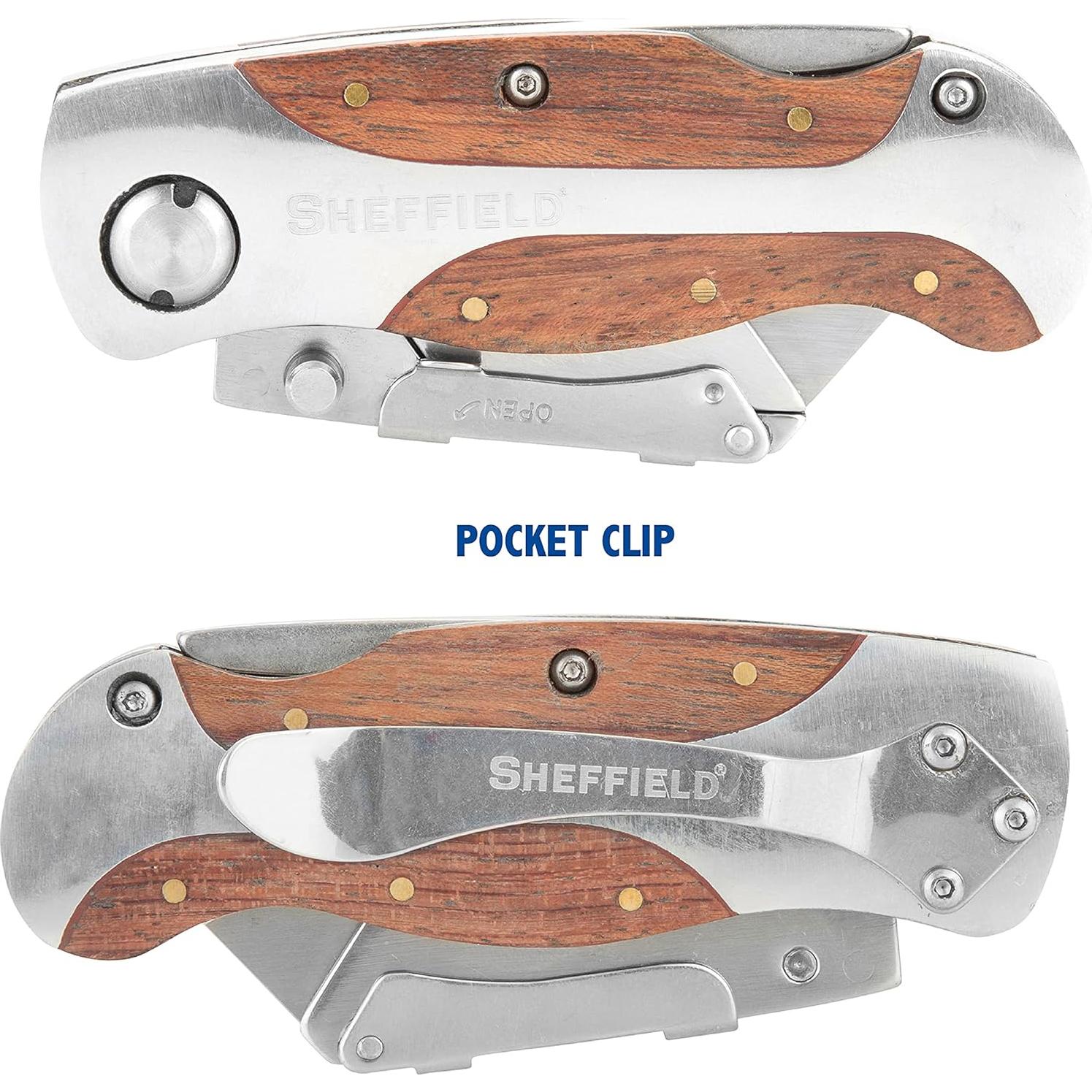 Cuchillo Utility Plegable Sheffield 12115 con Mango de Madera