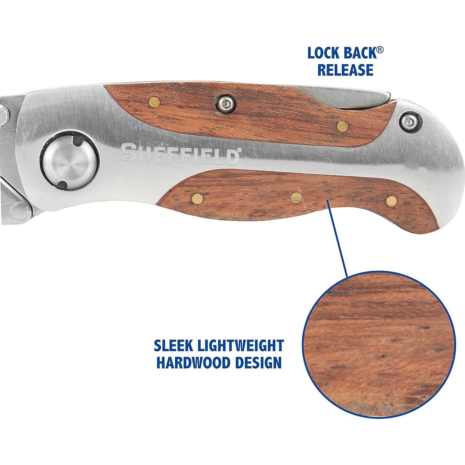 Cuchillo Utility Plegable Sheffield 12115 con Mango de Madera