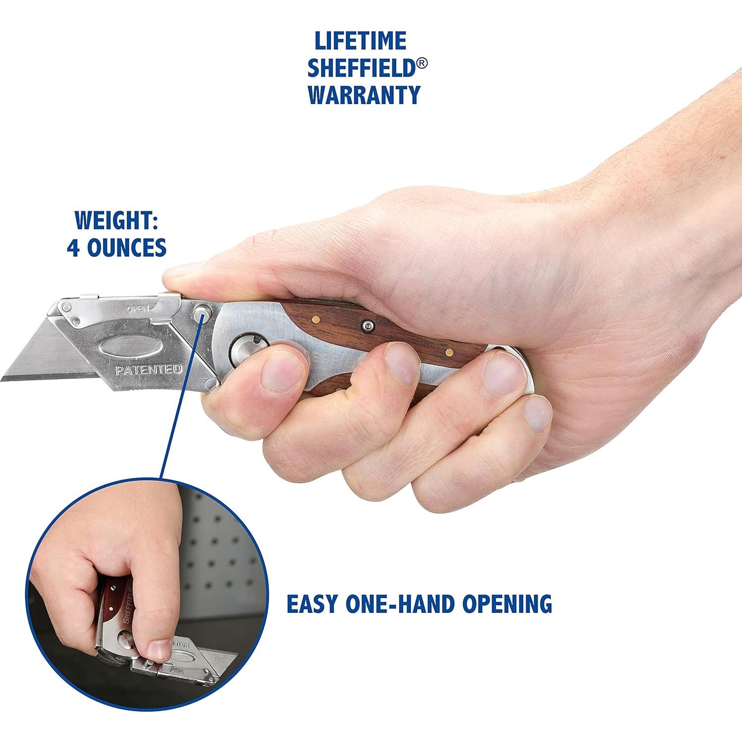 Cuchillo Utility Plegable Sheffield 12115 con Mango de Madera