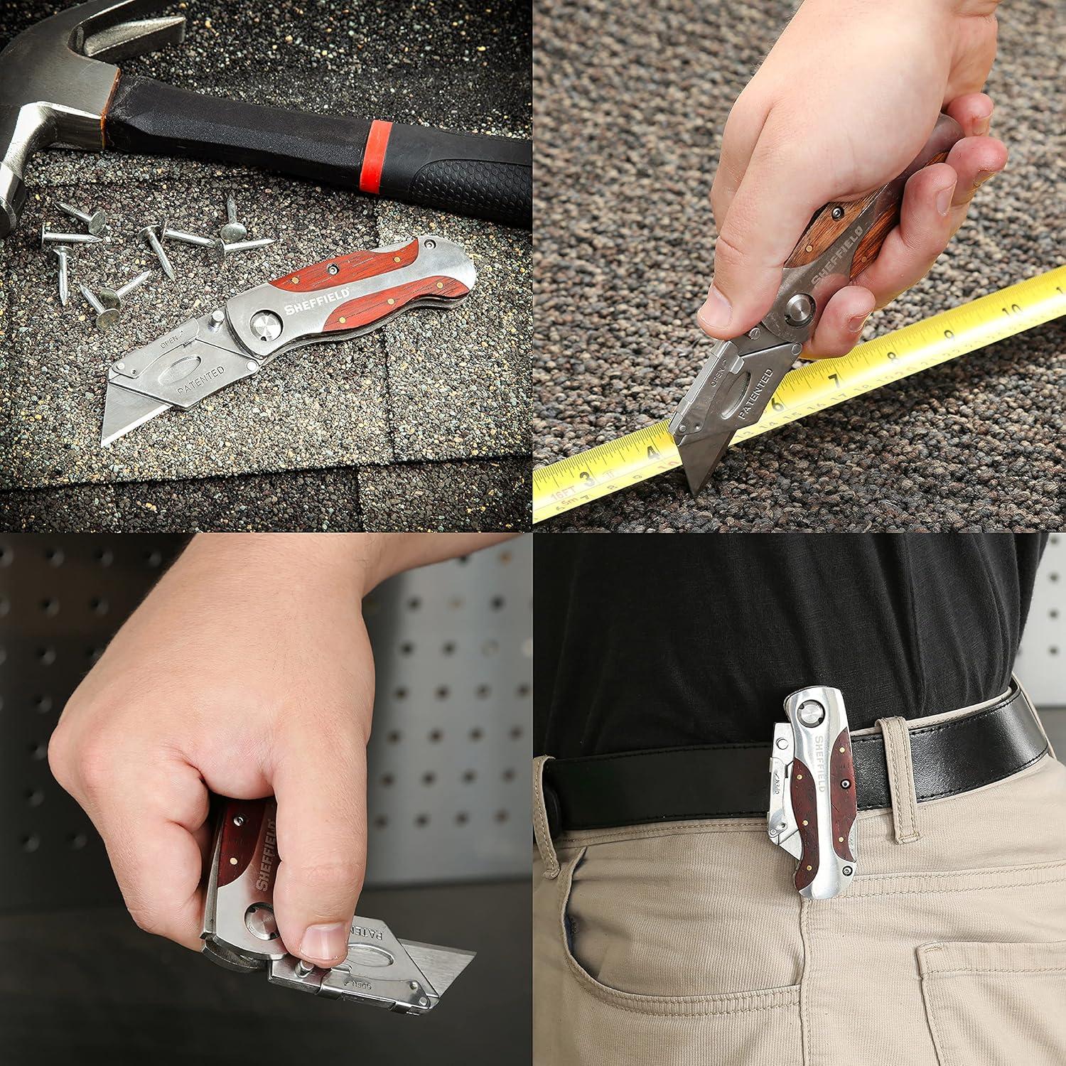 Cuchillo Utility Plegable Sheffield 12115 con Mango de Madera