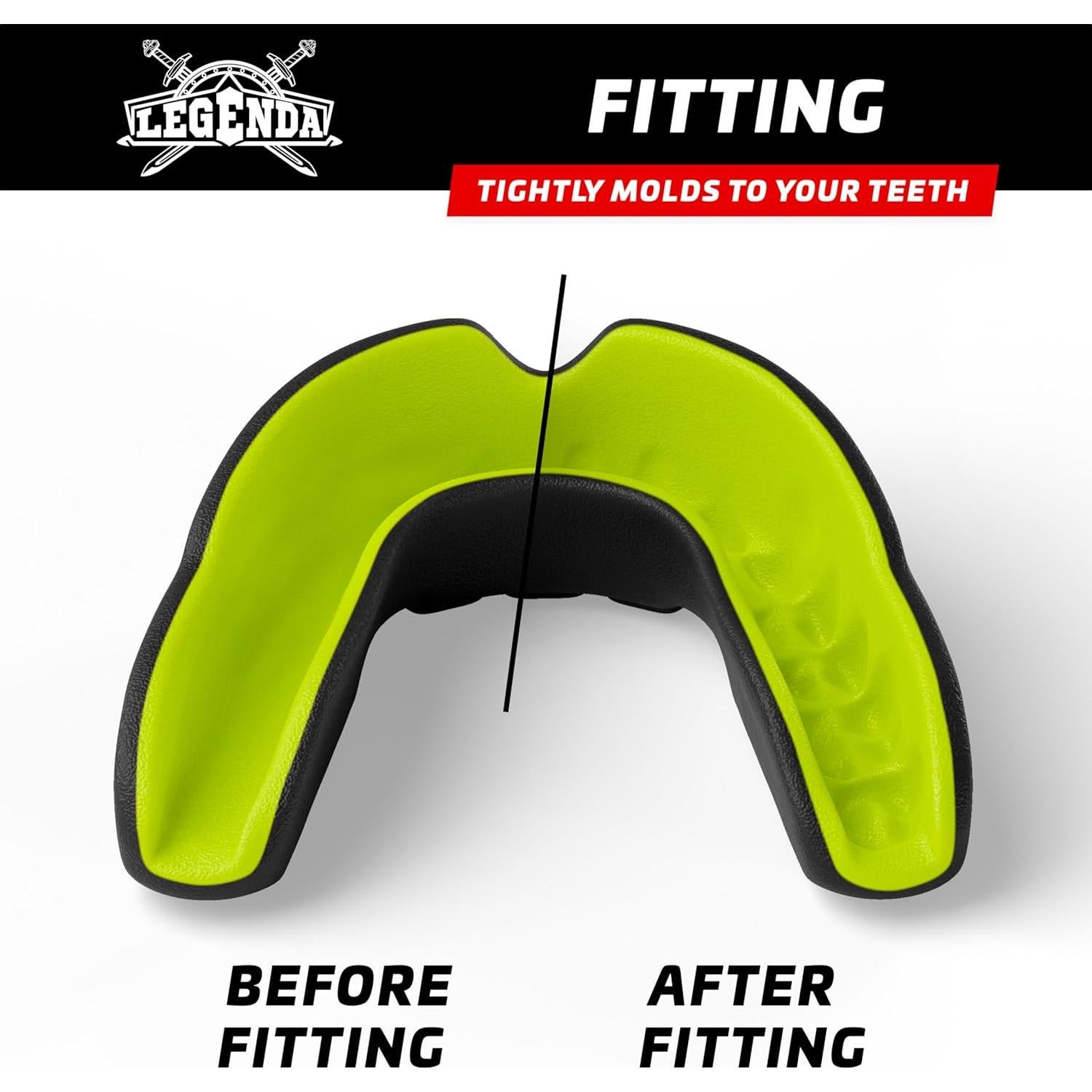 Protector Bucal Profesional Legenda Niños Negro-Verde 8.89cm