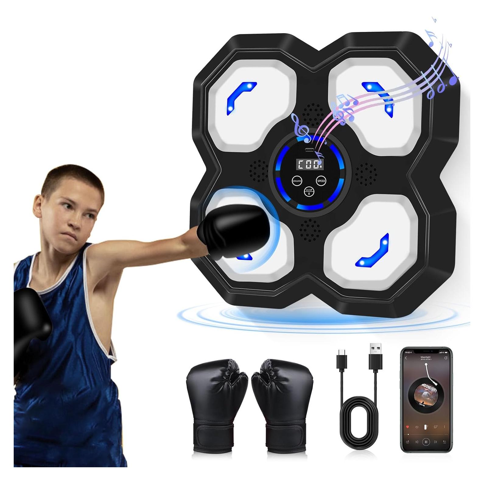 Máquina de Boxeo Musical JUOIFIP con Guantes - Entrenamiento LED