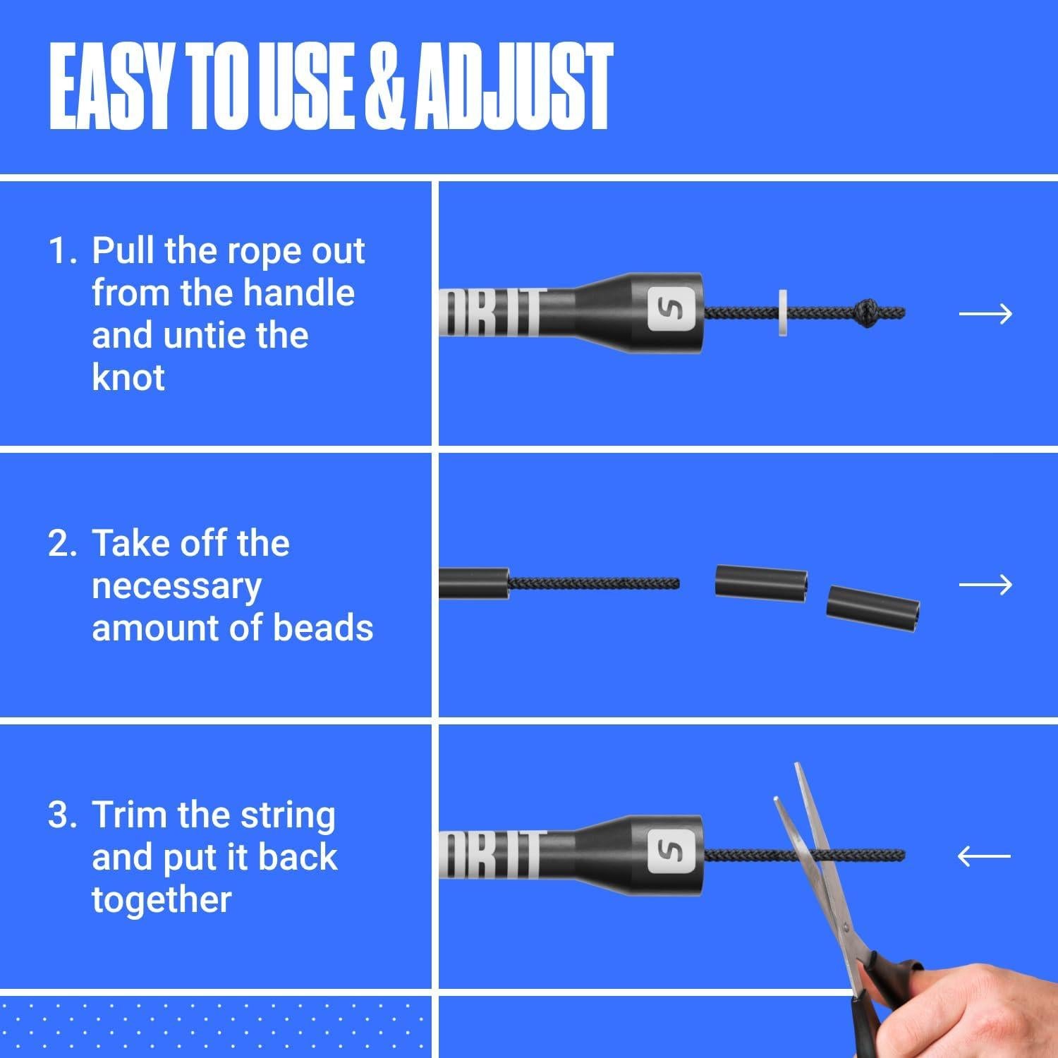 Cuerda de Salto Beaded Sportbit Ajustable 3.25m para Fitness