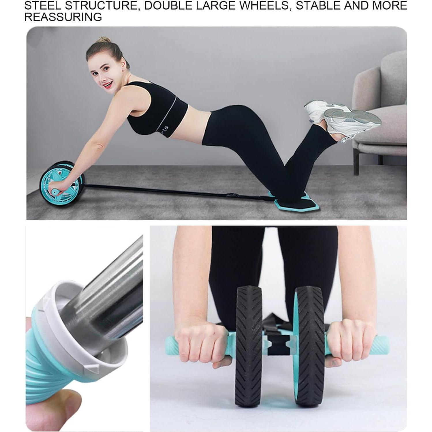 Rodillo Abdominal Doble Rueda CHNApin Verde con Banda Elástica