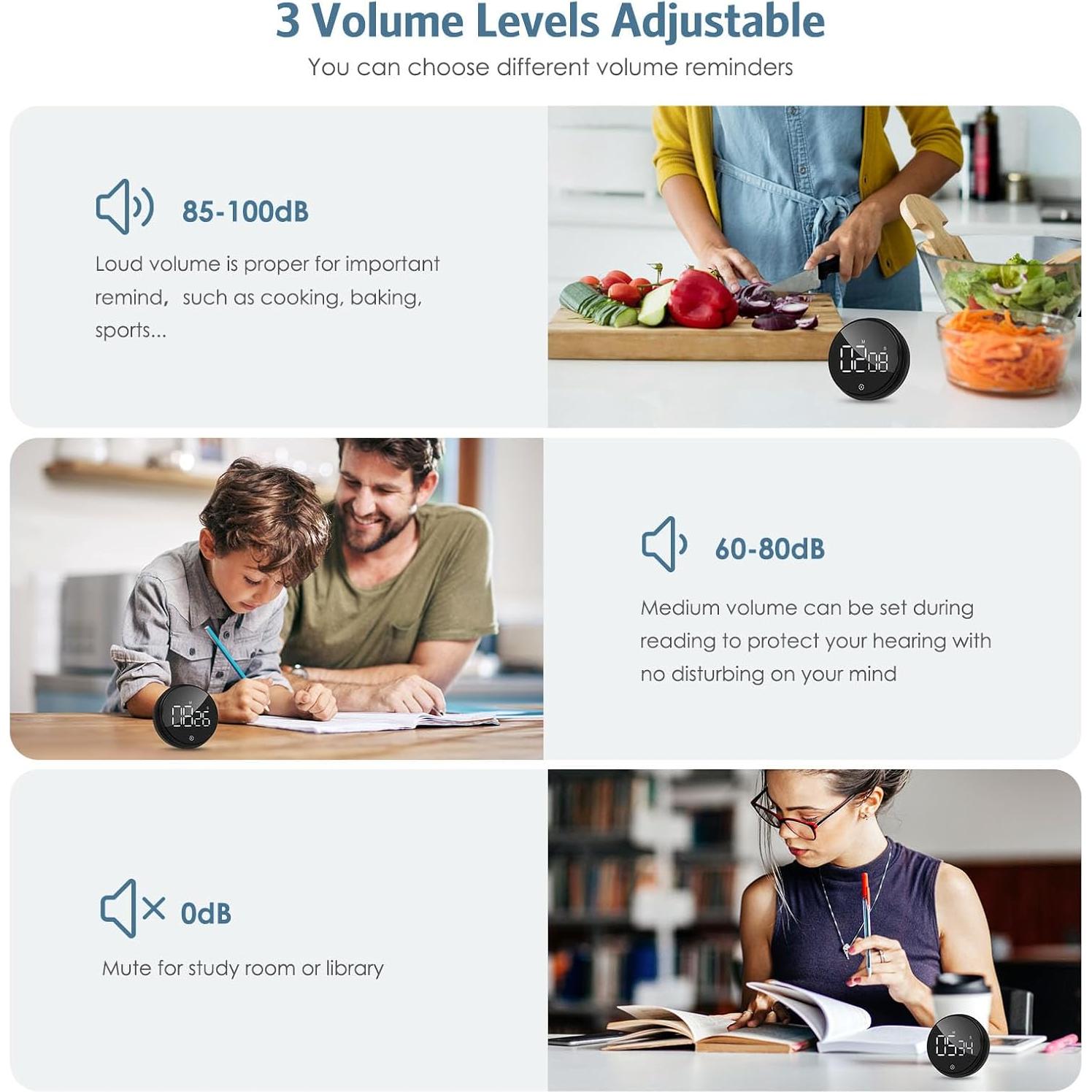 Temporizador Digital Magnético Ankilo Negro con Pantalla LED