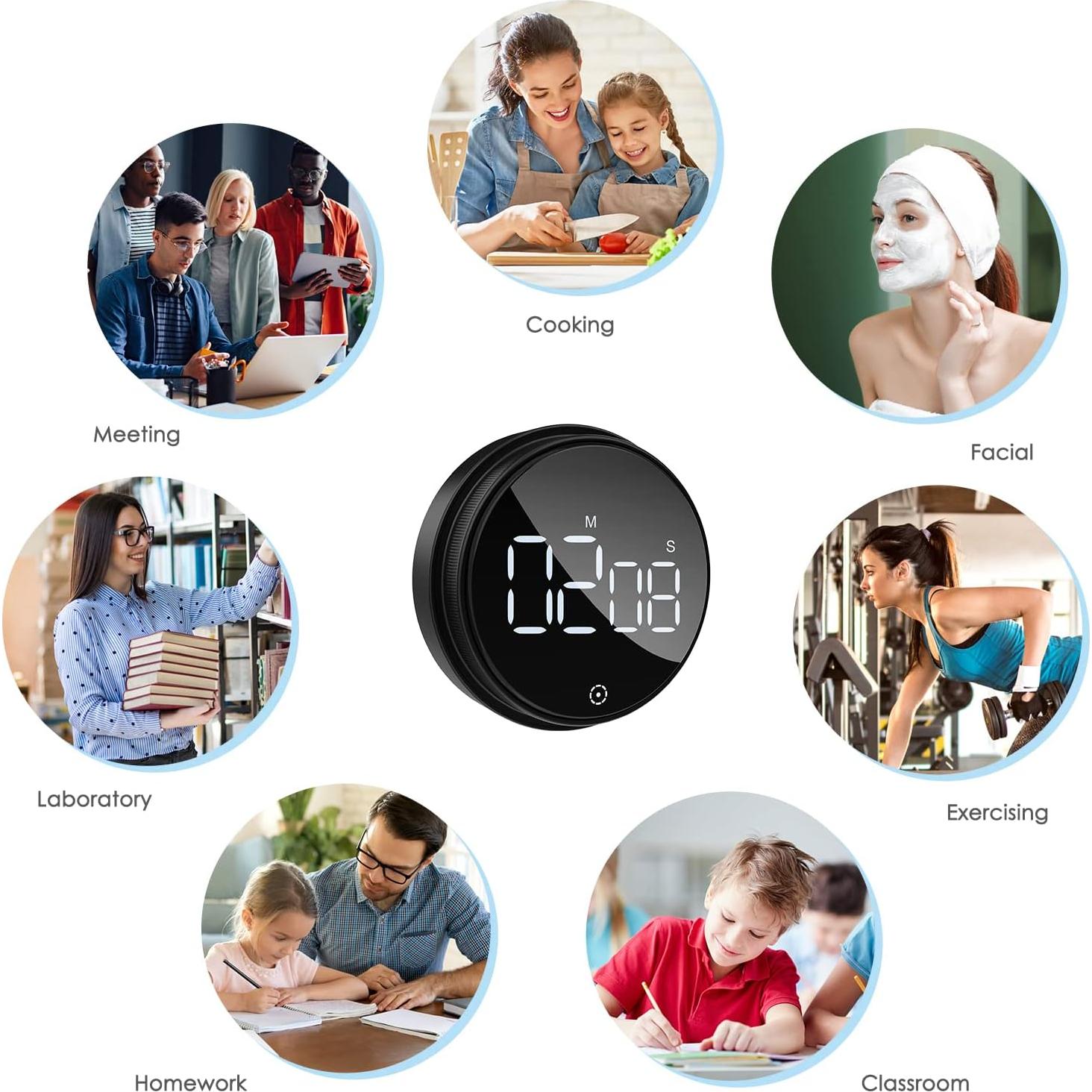 Temporizador Digital Magnético Ankilo Negro con Pantalla LED