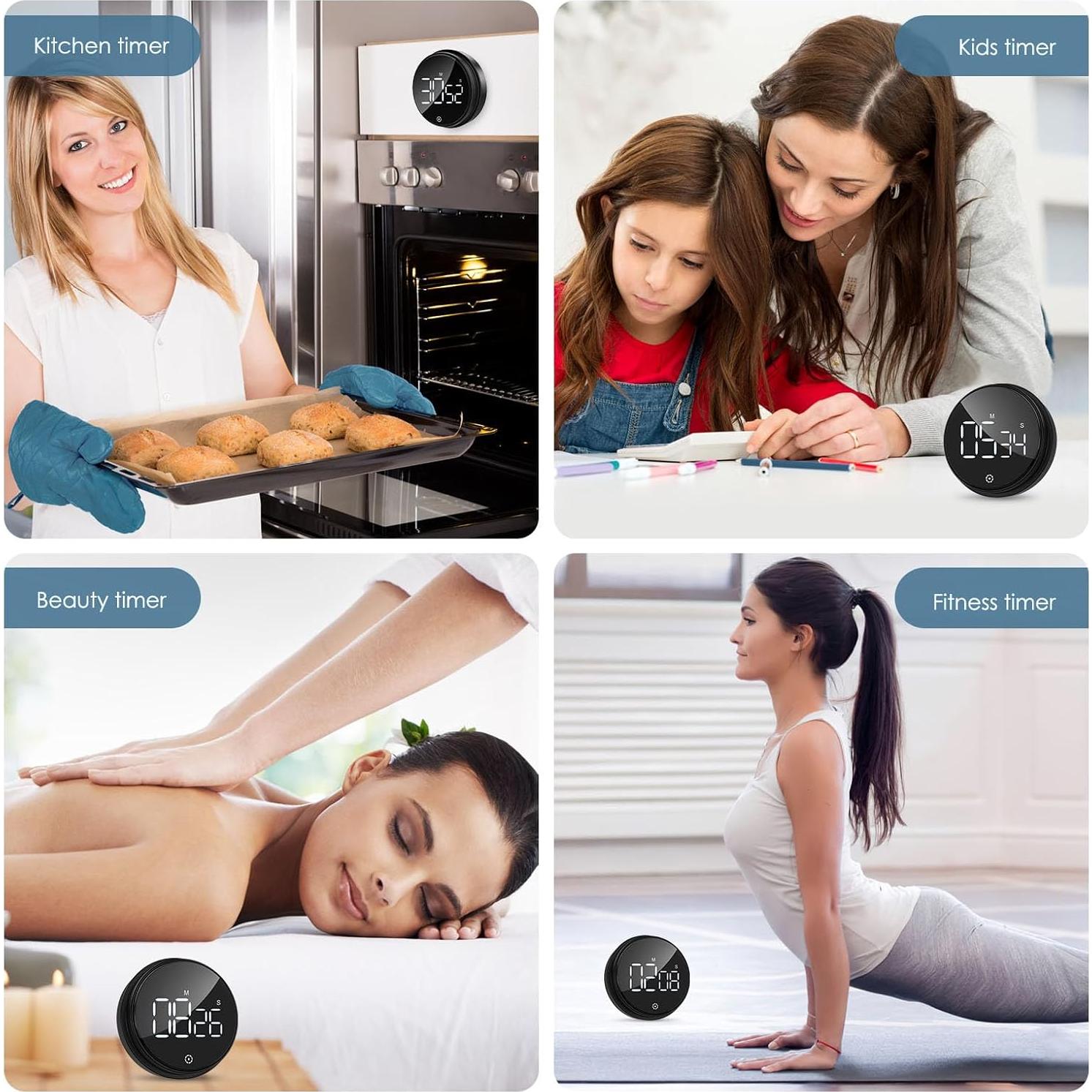 Temporizador Digital Magnético Ankilo Negro con Pantalla LED