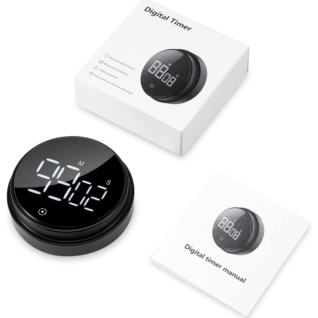 Temporizador Digital Magnético Ankilo Negro con Pantalla LED