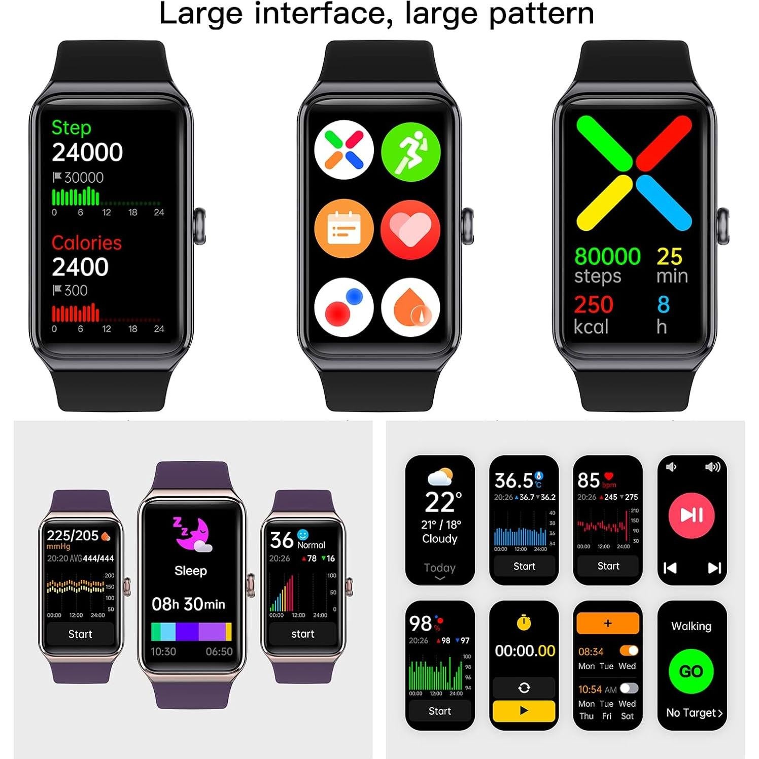 Rastreador de Fitness TUSLOT C82 Pantalla Táctil 1.47" Negro