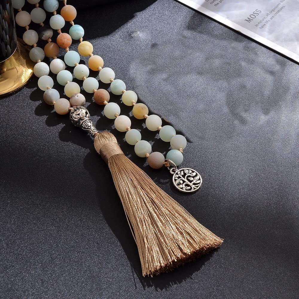 Collar de cuentas Mala Hovaete 108 Amazonita Natural 112cm