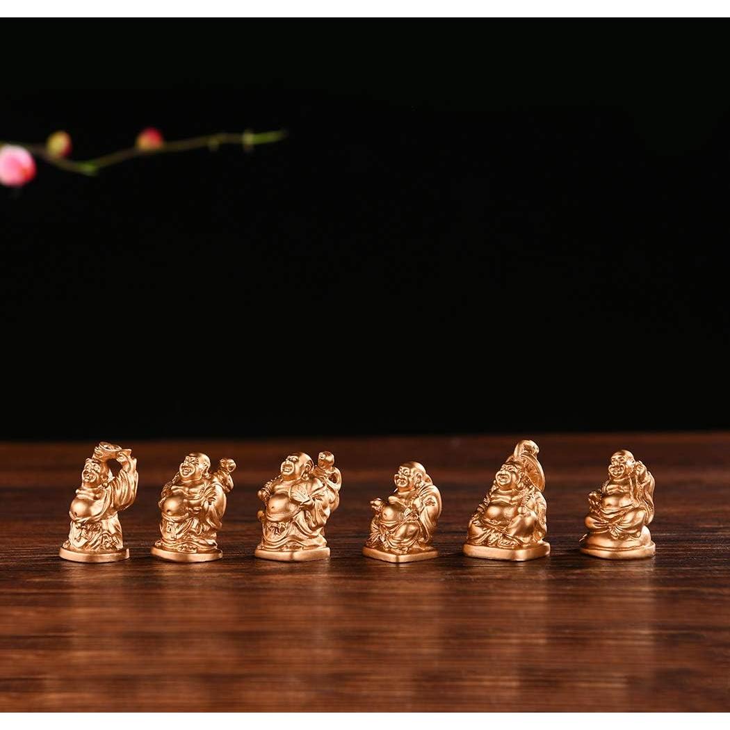 Set de 6 Estatuas de Buda Risueño Dorado BRABUD 2.5cm