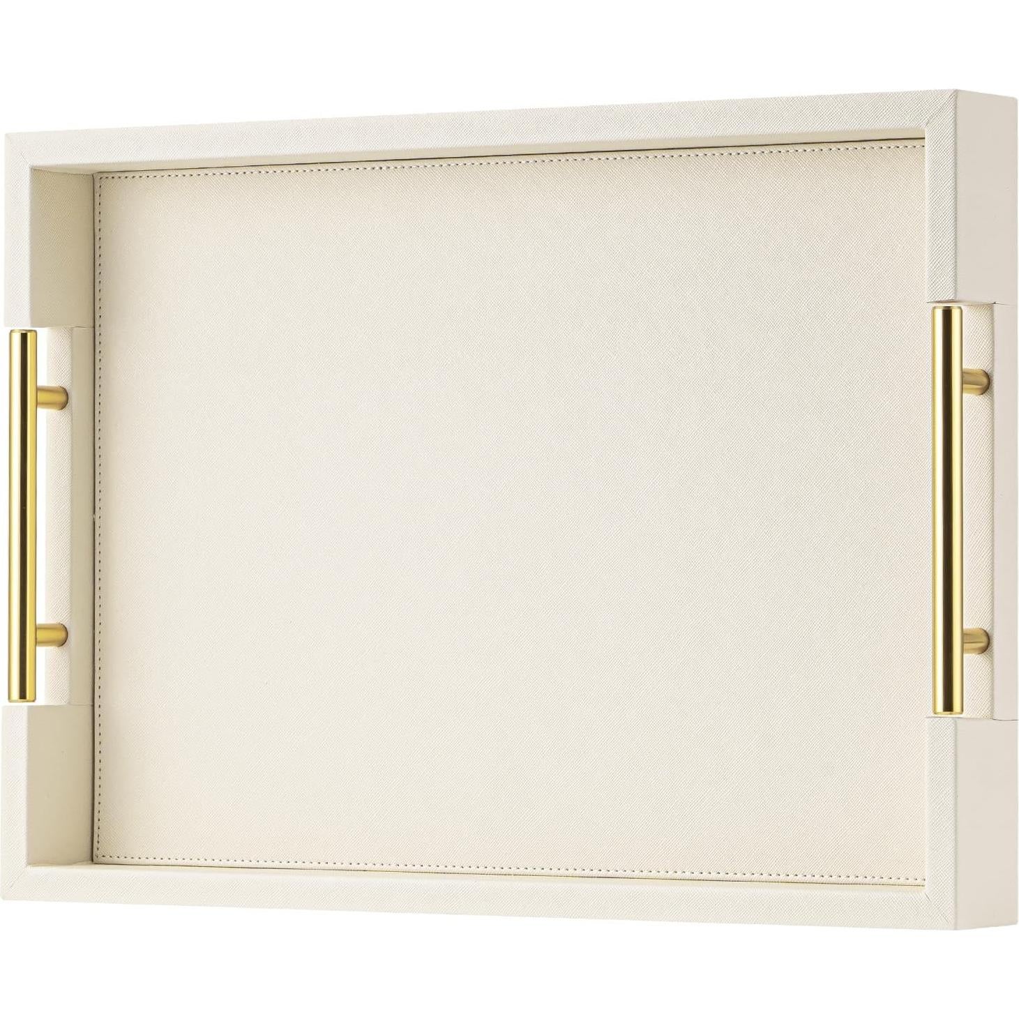 Bandeja Decorativa Grande Beige SYYSY 43.2x30.5cm con Mangos