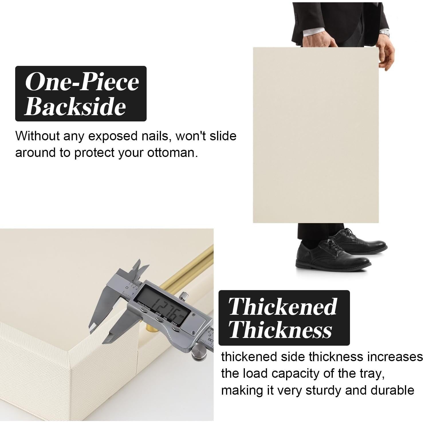 Bandeja Decorativa Grande Beige SYYSY 43.2x30.5cm con Mangos