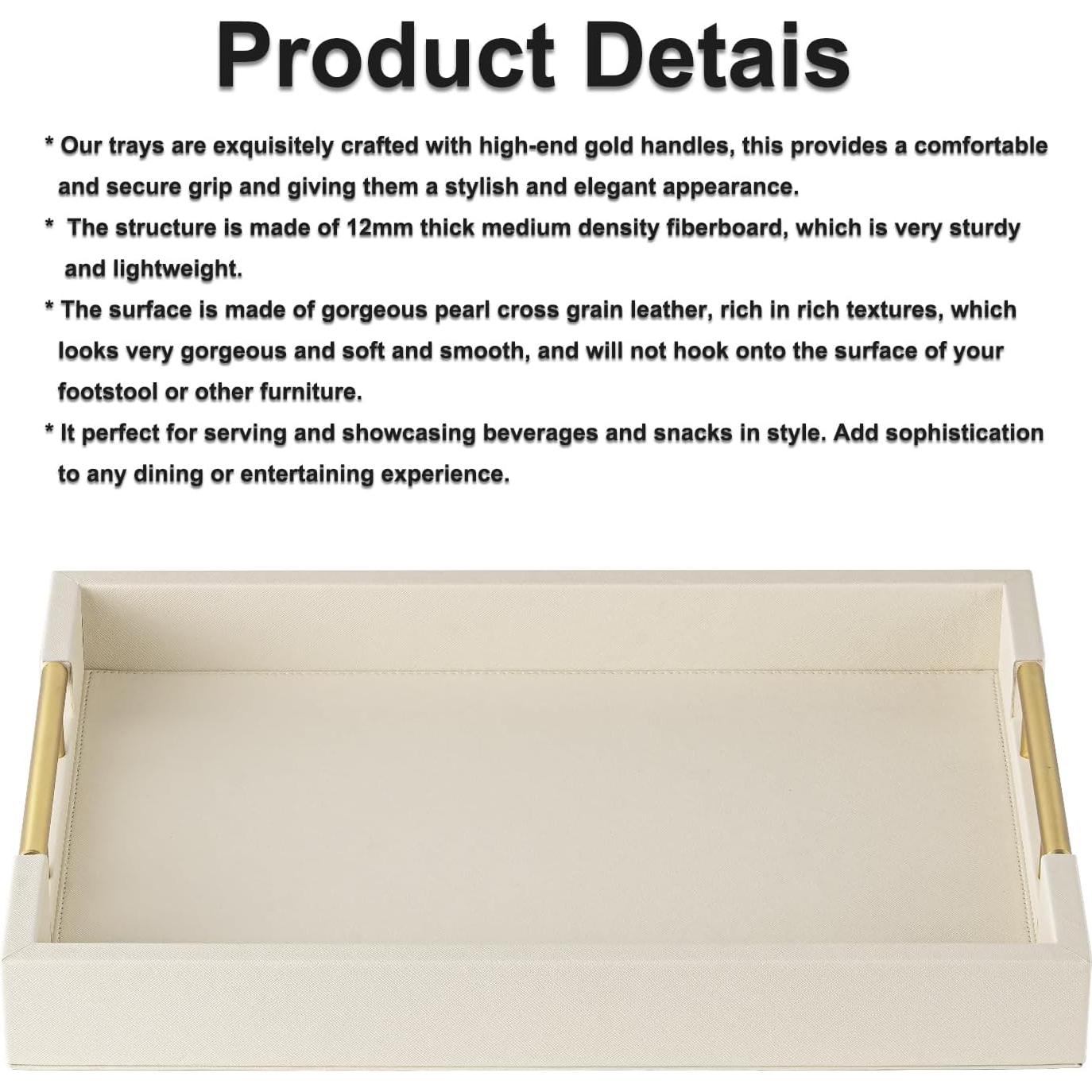 Bandeja Decorativa Grande Beige SYYSY 43.2x30.5cm con Mangos