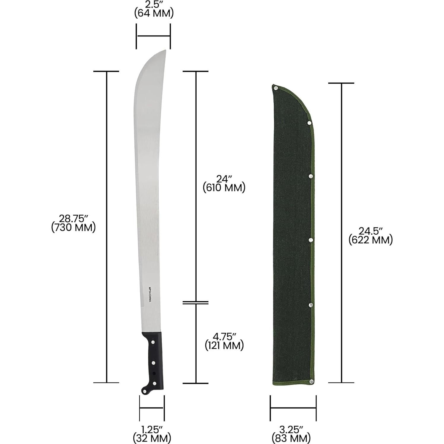 Machete Zenport MP24 con funda, hoja de acero al carbono 61 cm