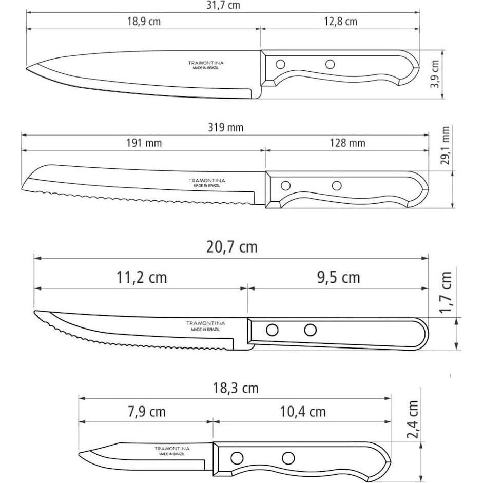 Juego de cuchillos de cocina Tramontina 4 piezas acero inoxidable