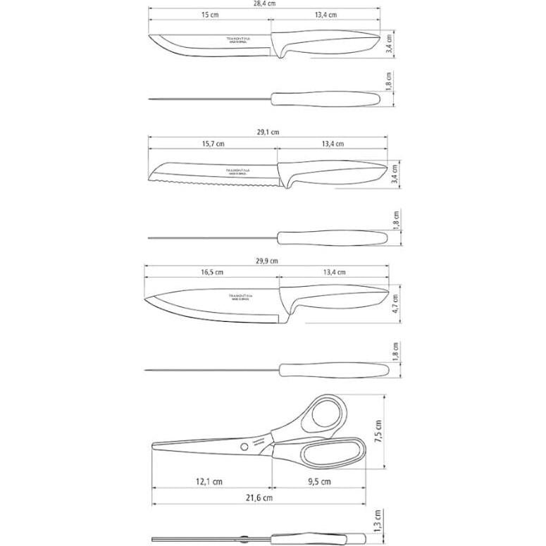 Juego de cuchillos de cocina Tramontina 8 piezas acero inoxidable