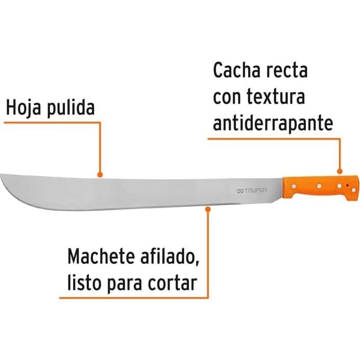 Machete Truper T-460-20P 51 cm Mango Naranja Acero