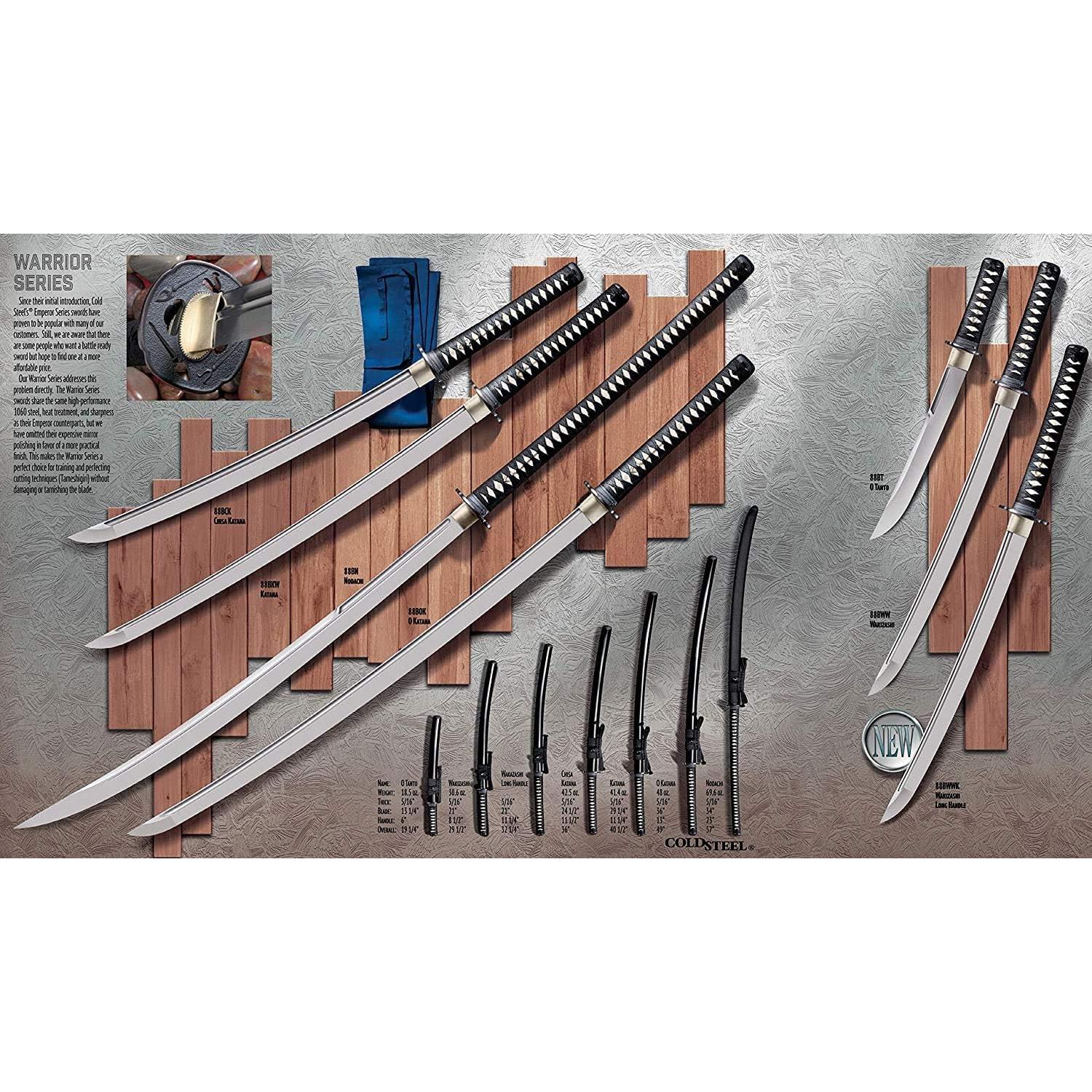 Katana Cold Steel Guerrero 88BKW, Hoja 74.3 cm, Mango Piel Raya