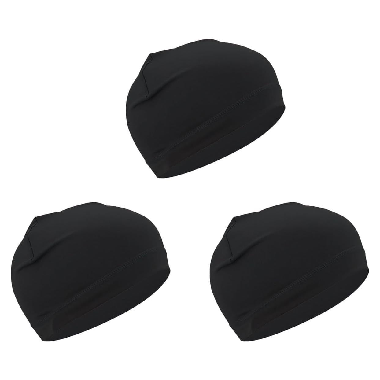 Gorro Beanie Absorbente de Sudor Unisex Negro - 3 Piezas