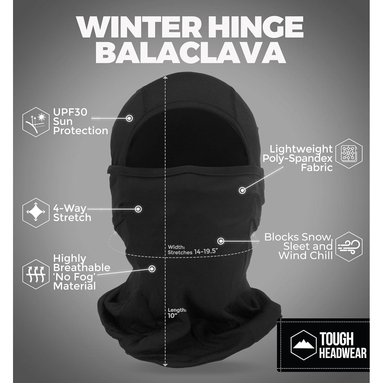 Pasamontañas Balaclava Tough Negro Unisex - Máscara Facial Invierno