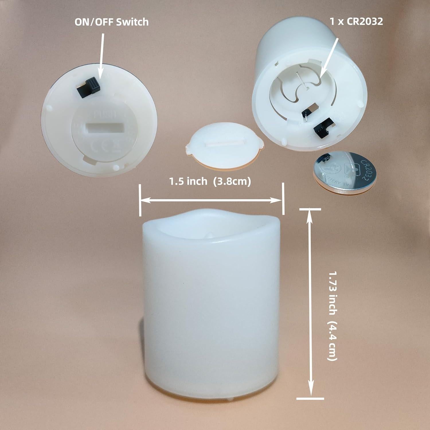 Paquete de 6 Velas Votivas LED Sin Llama Jingtech 3.81cm