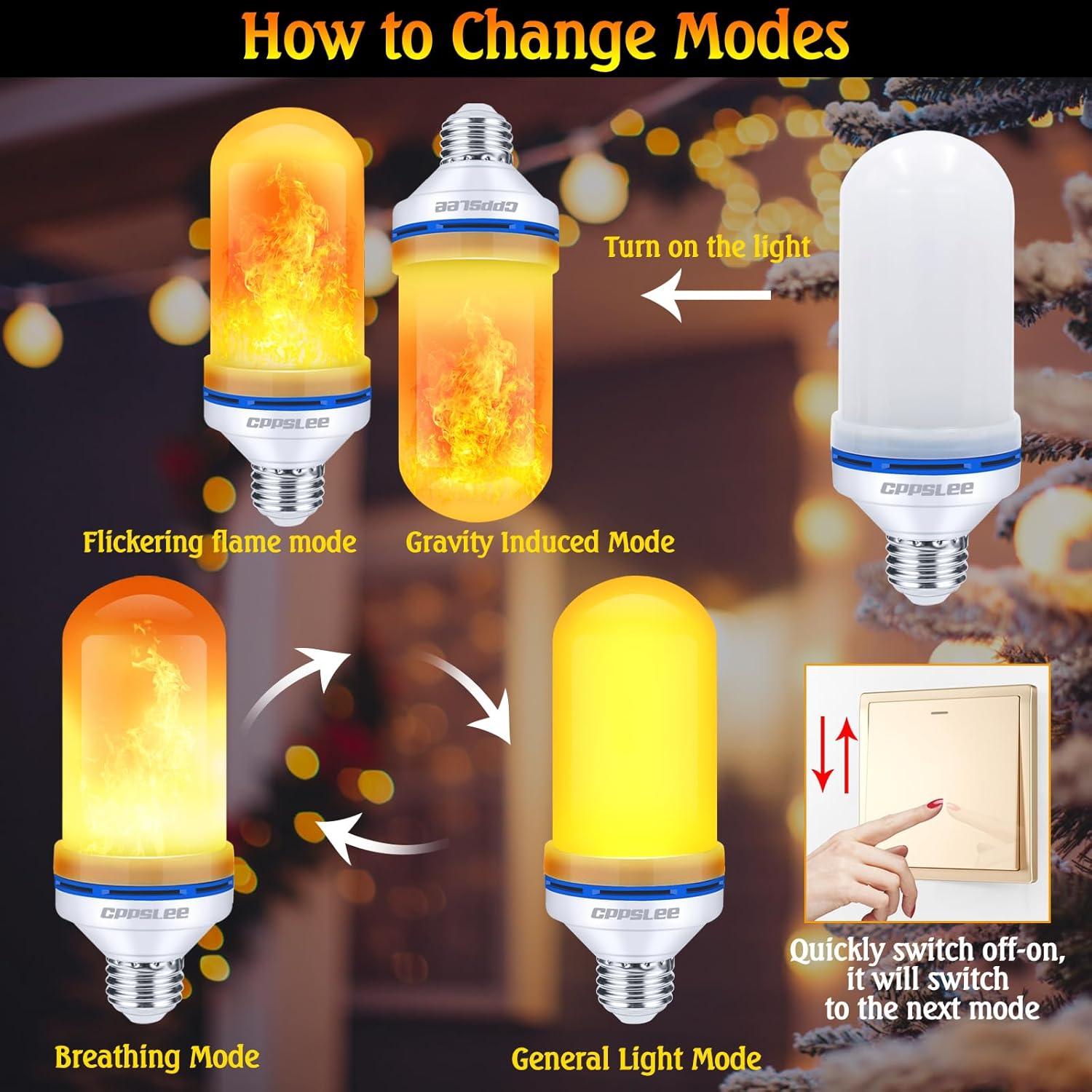 Bombillas LED de Llama CPPSLEE E26 3W Amarillo 4 Modos