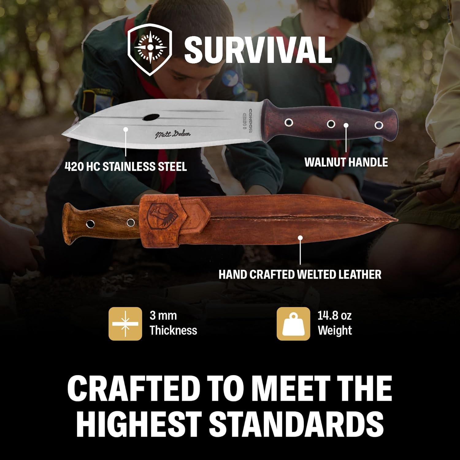 Cuchillo de Bushcraft Condor CTK2428, Hoja 20.32 cm, Mango Madera