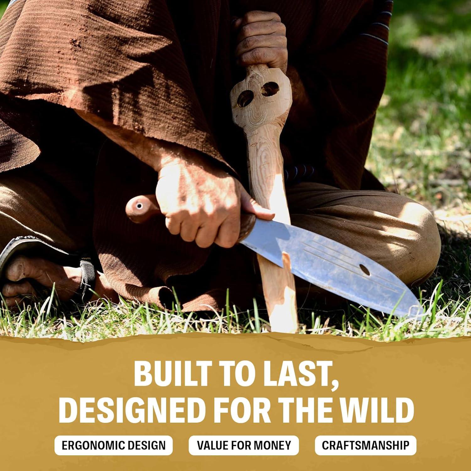 Cuchillo de Bushcraft Condor CTK2428, Hoja 20.32 cm, Mango Madera