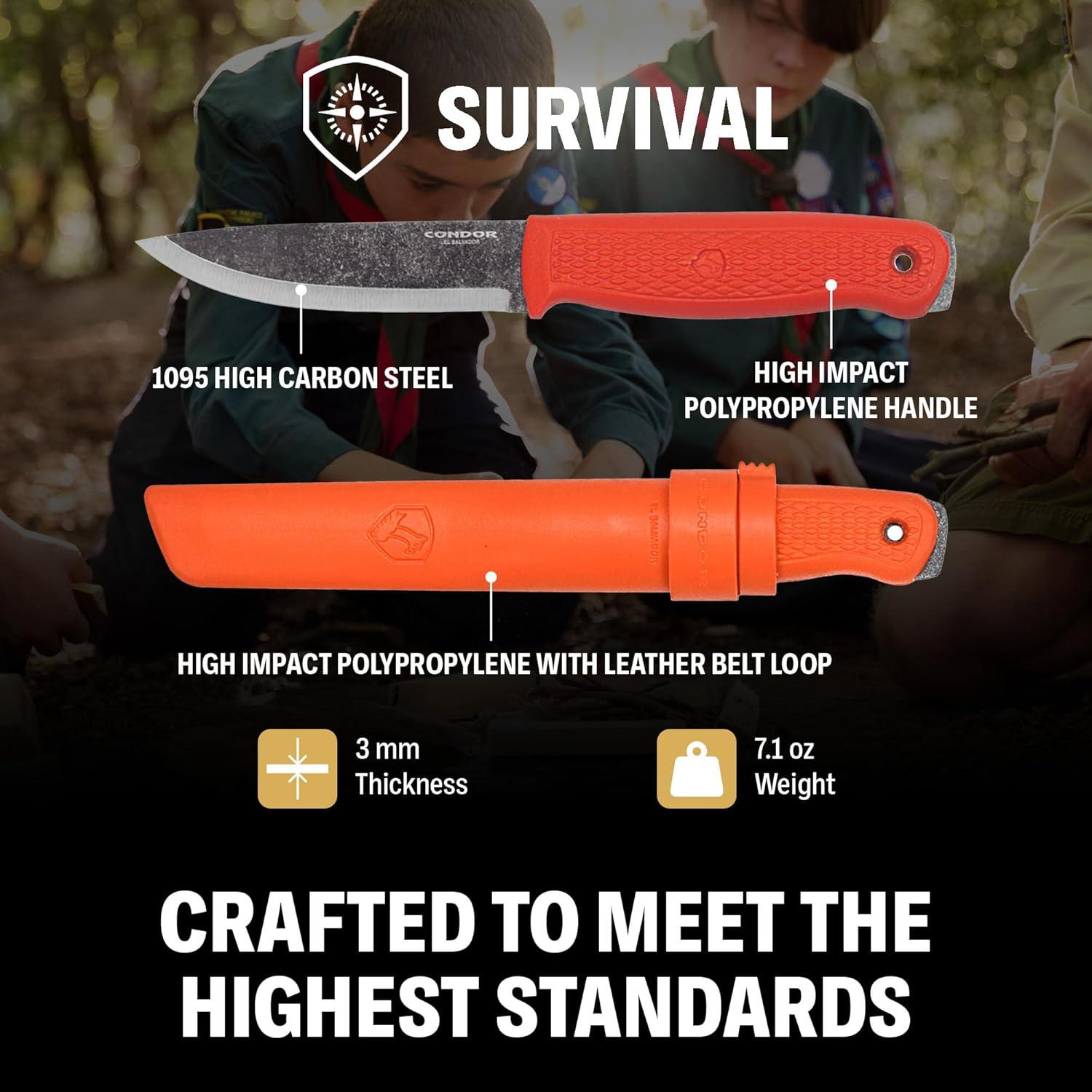 Cuchillo Bushcraft Condor Terrasaur Naranja - Acero 1095 - 10.7cm
