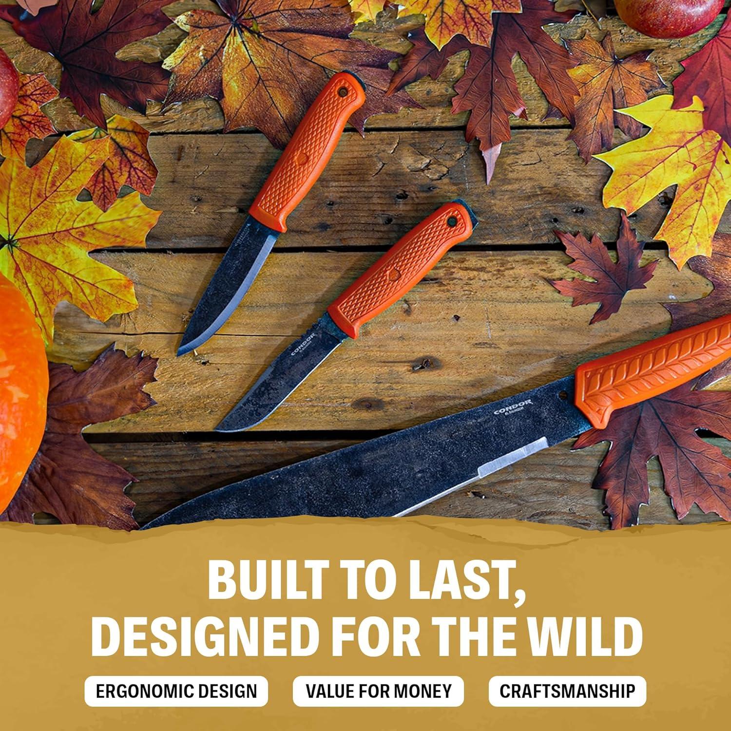 Cuchillo Bushcraft Condor Terrasaur Naranja - Acero 1095 - 10.7cm