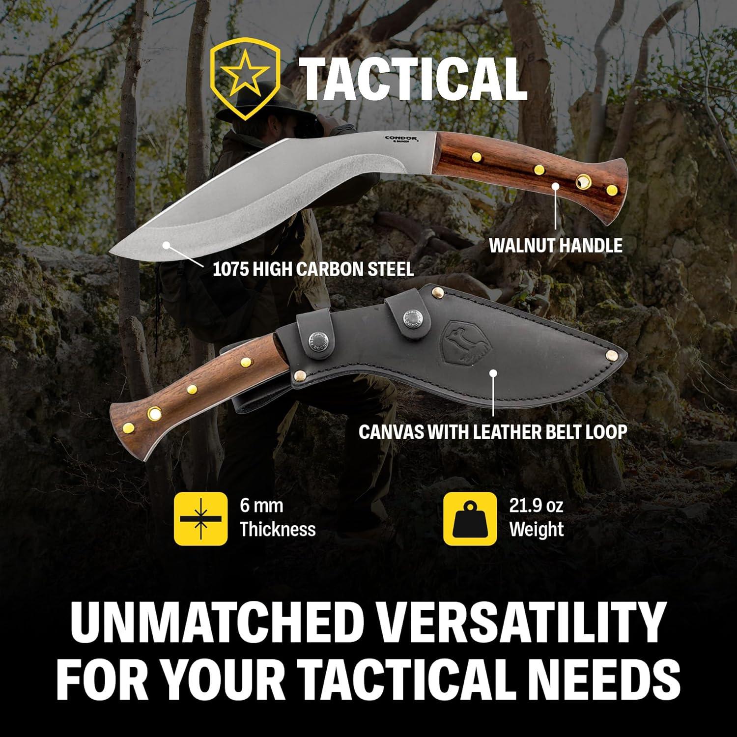 Cuchillo Kukri Condor CTK181310HC - Acero 1075 - Mango Nogal