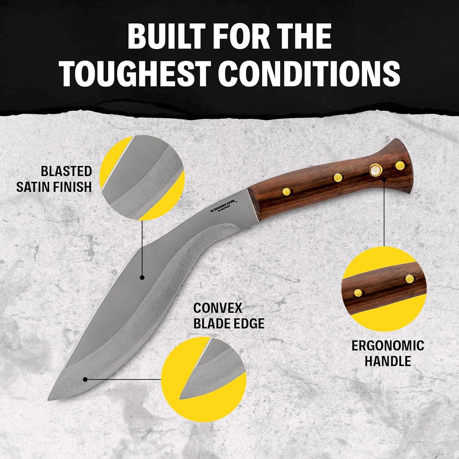 Cuchillo Kukri Condor CTK181310HC - Acero 1075 - Mango Nogal