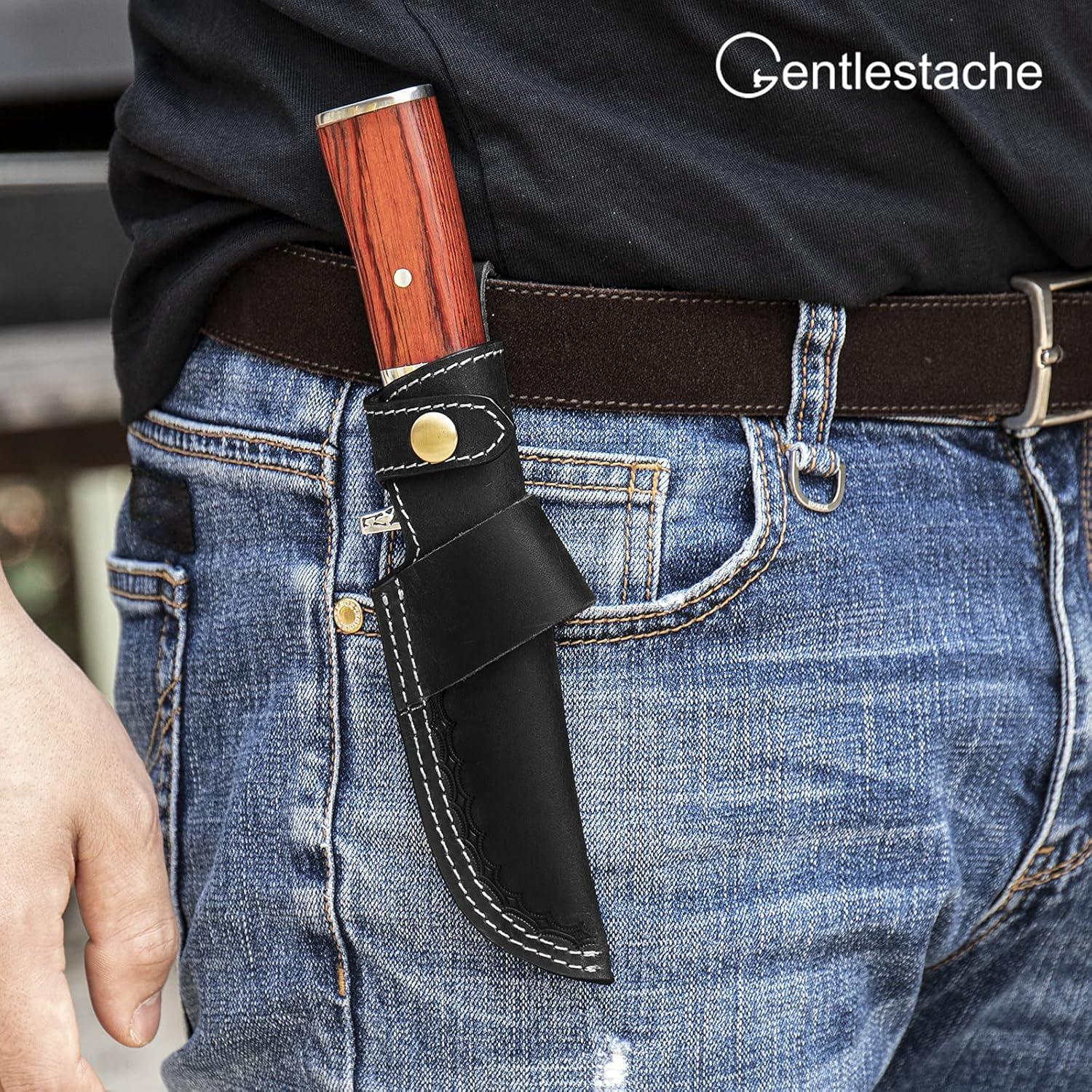 Funda de Cuero para Cuchillo Gentlestache Negra EDC 10.16 cm