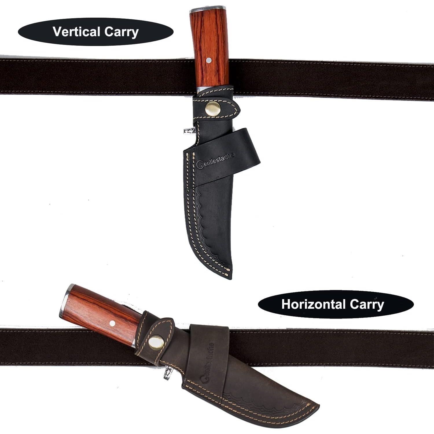 Funda de Cuero para Cuchillo Gentlestache Negra EDC 10.16 cm